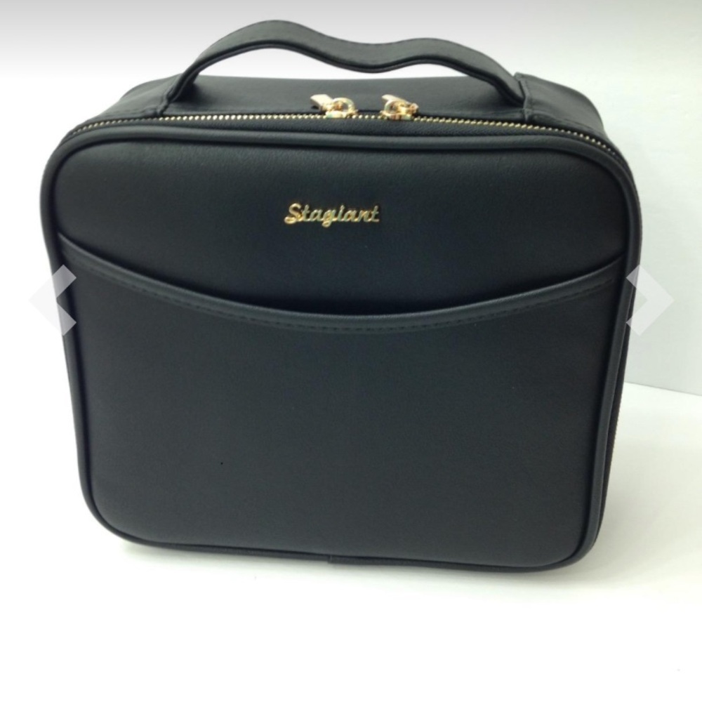 Black Travel Makeup Case - Compact Cosmetic Organizer